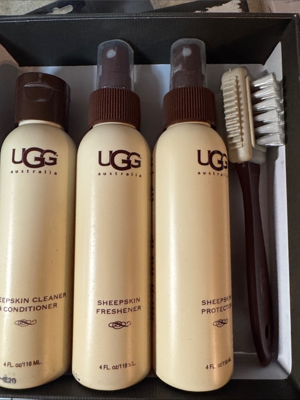 UGG Sheepskin Care Set in Cream and Brown